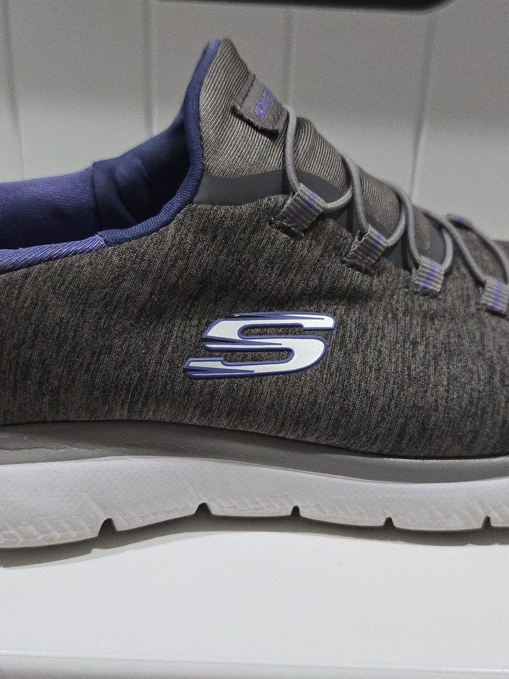 Skechers Women's Gray and Navy Slip-On Athletic Shoe